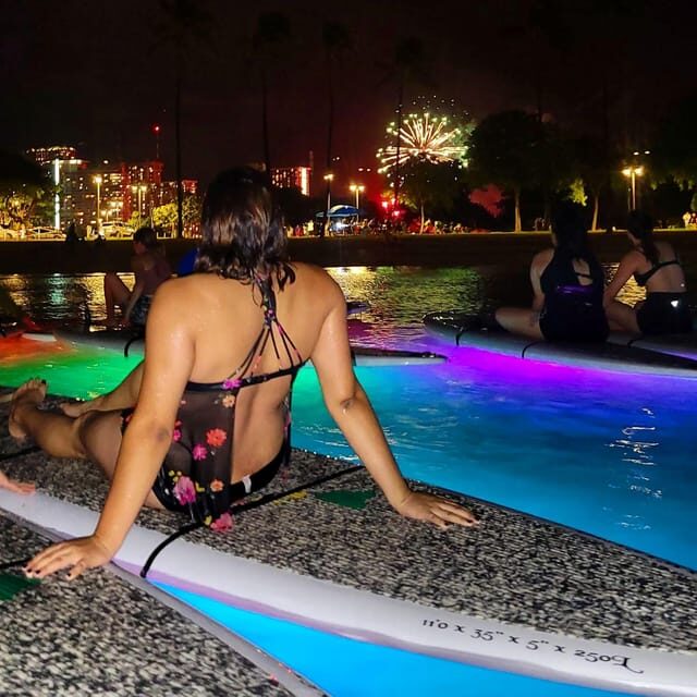 Honolulu: Fireworks Glow and Flow Yoga Class - Your floating yoga flow: poses, pacing, and the beginner reality