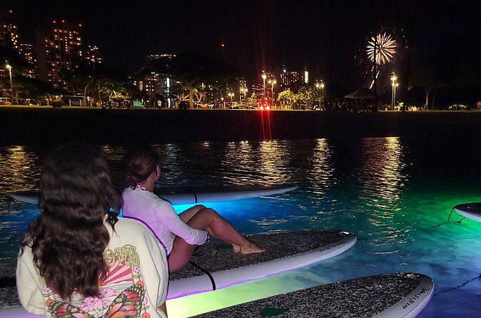 Night SUP Yoga and Fireworks at Magic Island - The Fireworks Part: Friday Night Show, Watched From Your Board