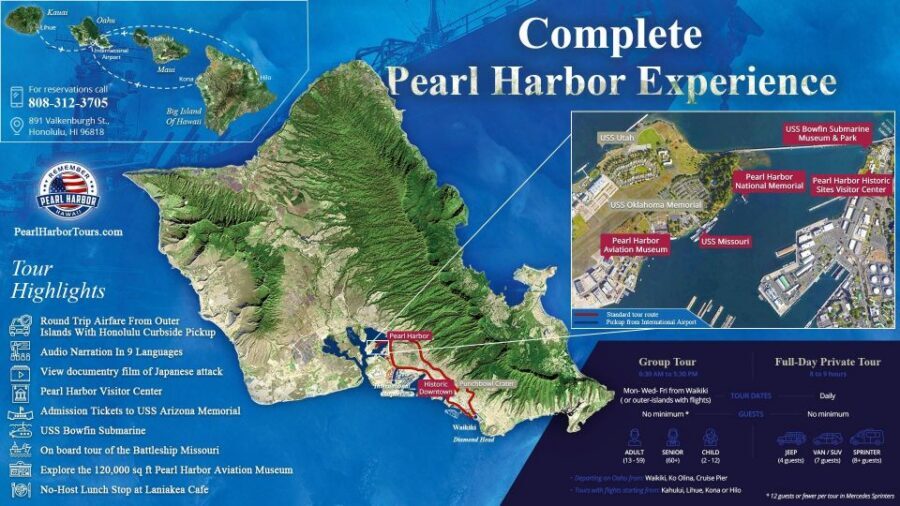 Pearl Harbor and Oahu Circle Island Tour FROM KONA - A Day That Starts with Flying, Not Driving