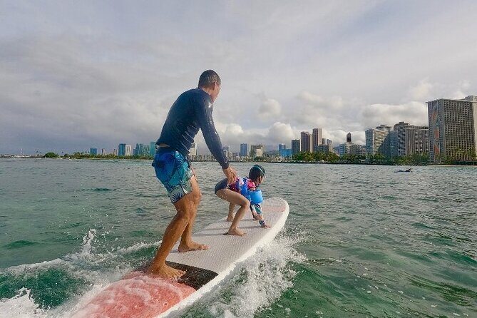 Private Kids Surfing Lessons - Boards, Life Jackets, and Tandem Options for Nervous First-Timers