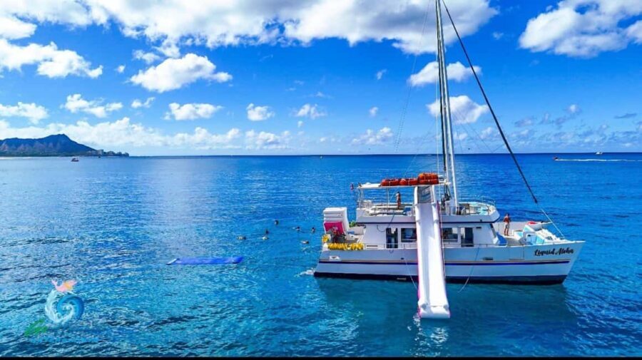 Waikiki Turtle Snorkel Adventure - The custom 55ft catamaran setup that makes Waikiki feel easy